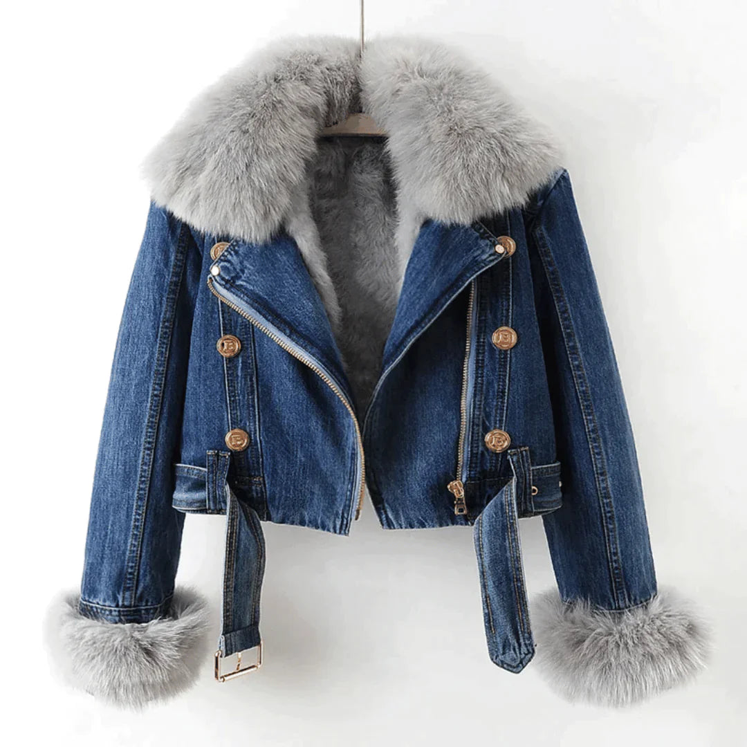 Eliza - Elegance Denim & Pelz Jacke